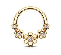 CM Crareesi Mania Piercing a forma di fiore per setto in acciaio chirurgico 316L, piercing per daith, per donna, 16G, piccoli anelli per setto Helix cartilagine Daith orecchini, 8mm, Zirconia cubica