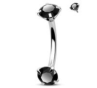 CM Crareesi Mania Piercing per ombelico in acciaio chirurgico 316L, con filettatura interna, doppio zircone trasparente, 14 g, 10 mm, Zirconia cubica