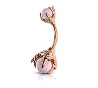 CM Crareesi Mania Piercing per ombelico in acciaio chirurgico per ombelico a banana pancia 14 g con artigli di drago che, 316L Chirurgicale Acciaio, Pietra di luna