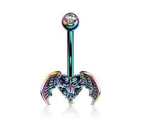 CM Crareesi Mania Piercing per ombelico in acciaio inox 316L, 14 g, piercing per ombelico, 10 mm, per piercing Holleween,