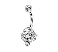 CM Crareesi Mania Titanio Belly Bars G23 Soild Titanium Belly Button Piercing Jewelry Clear CZ Navel Bars 14G internally threaded Belly Ring Barbells for Women, Titanio zirconi