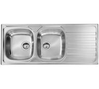 CM, Lavello 2 Vasche Sx, Gocciolatoio DX, Linea Nihal, 116 x 50 cm, Inox Satinato - 010847 SCSSX