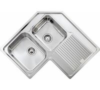 CM Lavello Cucina Angolare 2 Vasche con Gocciolatoio a SX in Acciaio Inox 83 x 83 cm - 011248.D1.01.2018