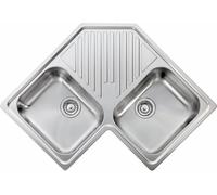 CM Lavello Cucina Angolare 2 Vasche in Acciaio Inox 83 x 83 cm - 011840.X1.01.2018