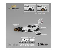 CM Model Subaru BRZ Varis Widebody su Misura Bianco W/ Extra Ruote Set 1/64