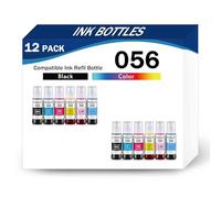 CMADJT 056 Inchiostri Set di 12 Flaconi di Inchiostro Combo Pack (70ml) per Sostituire Epson 056 Ricarica di Inchiostro Compatibile per Epson L8058 L18058 Serie Stampanti per Banca Scuola,12Pcs-1 Set