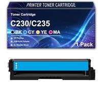 CMADJT Cartuccia Toner ad Alta capacità C230/C235 Nero Giallo Ciano Magenta (3000/2500 Pagine), Sostitutiva per Stampante Xerox C230 C235-006R04391 006R04392 006R04393 006R04394,Cyan-1Pack