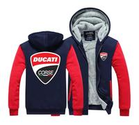 CMADJT Felpe con Cappuccio da Uomo per Duca-Ti Felpe con Cappuccio Giacche con Cerniera Completa Tempo Libero Casual Cappotti Sport all'Aria Aperta Abbigliamento da Lavoro Capispalla,Red-XL