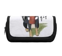 Cmagnifico Astuccio a doppio strato, motivo: papaveri rossi, utilizzabile come astuccio per matite, Cane Shiba Nero, One Size, Astuccio