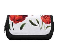 Cmagnifico Astuccio a doppio strato, motivo: papaveri rossi, utilizzabile come astuccio per matite, Fiori di papavero rosso., One Size, Astuccio