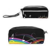 Cmagnifico Astuccio in pelle, astuccio per matite con note musicali arcobaleno, per ufficio e scuola, borsa da viaggio o piccola cassetta degli attrezzi, borsa per il trucco, Stile:, 20*10*5.5cm,