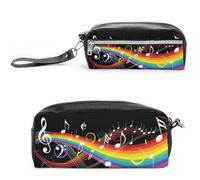Cmagnifico Astuccio in pelle, astuccio per matite con note musicali arcobaleno, per ufficio e scuola, borsa da viaggio o piccola cassetta degli attrezzi, borsa per il trucco, Stile:, 20*10*5.5cm,