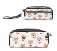 Cmagnifico Astuccio in pelle, bello Shiba Lnu DogStationery Bag utilizzato come astuccio per ufficio e scuola, borsa da viaggio d'affari o piccola cassetta degli attrezzi, borsa per il trucco, Stile:,