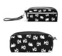 Cmagnifico Astuccio in pelle, con cane carlino, utilizzabile come astuccio per ufficio e scuola, borsa da viaggio o piccola cassetta degli attrezzi, borsa per il trucco