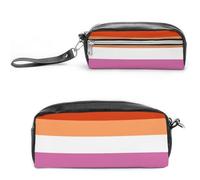 Cmagnifico Astuccio in pelle, motivo bandiera dell'orgoglio lesbico, utilizzabile come astuccio per l'ufficio e la scuola, borsa da viaggio d'affari o piccola cassetta degli attrezzi, borsa per il