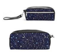 Cmagnifico Astuccio in pelle, motivo costellazioni fosforescenti, utilizzabile come astuccio per l'ufficio e la scuola, borsa da viaggio d'affari o piccola cassetta degli attrezzi, borsa per il