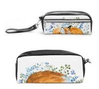 Cmagnifico Astuccio in pelle, motivo volpi acquerellabili, utilizzabile come astuccio per ufficio e scuola, borsa da viaggio o piccola cassetta degli attrezzi, borsa per il trucco, Stile:,