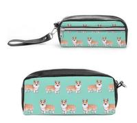 Cmagnifico Astuccio in pelle, simpatico Corgi Pet e tè al latte, astuccio da cancelleria utilizzato come astuccio per ufficio e scuola, borsa da viaggio d'affari o piccola cassetta degli attrezzi,