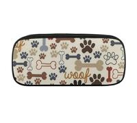 Cmagnifico Astuccio in poliuretano, con impronte di zampe di cane e ossa di cane, da usare come astuccio per ufficio e scuola, borsa da viaggio o piccola cassetta degli attrezzi, borsa per il trucco,