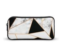 Cmagnifico Astuccio per matite, borsa per cancelleria moderna di metà secolo, borsa da viaggio o piccola cassetta degli attrezzi, borsa per il trucco per ragazze, Texture Marmo Nero, 22*12*5cm