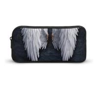 Cmagnifico Astuccio per matite, cartone animato balena faro borsa di cancelleria, borsa da viaggio d'affari o piccola scatola degli attrezzi, borsa per il trucco per ragazze, Ali d'angelo, 22*12*5cm