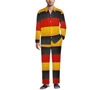 Cmagnifico Biancheria da notte da uomo, set pigiama con texture pelle di alligatore, camicia a maniche lunghe con bottoni e pantaloni, Bandiera della Germania., L