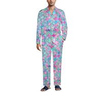 Cmagnifico Biancheria da notte da uomo, set pigiama mimetico con cervo, camicia a maniche lunghe con bottoni e pantaloni, Arcobaleno Acquerello Bilancia di Mermaid, S