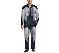 Cmagnifico Biancheria da notte da uomo, set pigiama mimetico con cervo, camicia a maniche lunghe con bottoni e pantaloni, Ali d'angelo, XL