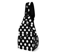 Cmagnifico Borsa a tracolla, borsa a tracolla con lupo dagli occhi verdi, borsa a tracolla per viaggi, shopping, sport, Pois nero., 38x20cm