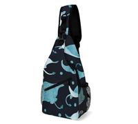 Cmagnifico Borsa a tracolla, borsa a tracolla Manta Ray e Fish Chest Bag, borsa a tracolla per viaggi, shopping, sport, Stile:, 38x20cm