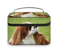Cmagnifico Borsa cosmetica, divertente borsa per trucco Corgi, borsa da toilette da viaggio in pelle per le donne, Cavalier King Charles Spaniel, 25x18x15cm