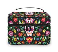 Cmagnifico Borsa cosmetica, lontra marina in amore, borsa da toilette da viaggio in pelle per donne, Teschi messicani di zucchero, 25x18x15cm