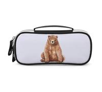 Cmagnifico Borsa cosmetica portatile in PU/borsa per penne, borsa marrone BearStationery utilizzata come astuccio per ufficio e scuola, borsa da viaggio d'affari o piccola scatola degli attrezzi,