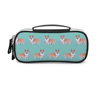 Cmagnifico Borsa cosmetica portatile in PU/borsa per penne, carino Corgi Pet e tè al latte Borsa da cancelleria utilizzata come astuccio per ufficio e scuola, borsa da viaggio d'affari o piccola