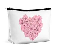 Cmagnifico Borsa per cosmetici, borsa da trucco messicana Dia De Muertos, borsa da toilette portatile con cerniera per uso quotidiano, viaggio, Rose a forma di cuore, Taglia unica