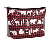 Cmagnifico Borsa per cosmetici, borsa per trucchi Antelope Canyon, borsa da toilette portatile con cerniera per uso quotidiano e viaggio, Buffalo Plaid Woodland Christmas, Taglia unica