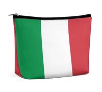 Cmagnifico Borsa per cosmetici, graziosa borsa per il trucco con gatto verde, borsa da toilette portatile con cerniera per uso quotidiano, viaggio, Bandiera Italia, Taglia unica
