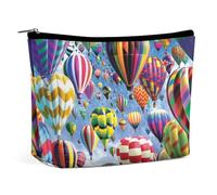 Cmagnifico Borsa per cosmetici, graziosa borsa per il trucco con procione, borsa da toilette portatile con cerniera per uso quotidiano, viaggio, Cielo Mongolfiera, Taglia unica