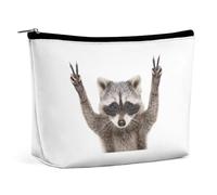 Cmagnifico Borsa per cosmetici, graziosa borsa per il trucco con procione, borsa da toilette portatile con cerniera per uso quotidiano, viaggio, Simpatico procione, Taglia unica