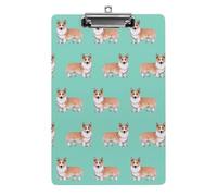 Cmagnifico Lavagna con clip A4, simpatico Corgi Pet e tè al latte, tavoletta portablocco in acrilico per ufficio e scuola