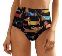 Cmagnifico Slip da donna, Fuji Mountain Cherry Tree in Giappone, intimo elasticizzato a vita alta da donna, I Love My Dog bassotti, XXL