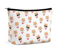 Cmagnifico Trousse per cosmetici, borsa da trucco scozzese retrò, borsa da toeletta portatile con cerniera per uso quotidiano, viaggio, Bel cane Shiba Lnu, Taglia unica