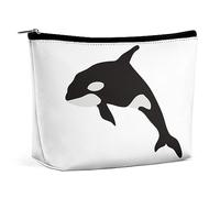 Cmagnifico Trousse per cosmetici, borsa da trucco scozzese retrò, borsa da toeletta portatile con cerniera per uso quotidiano, viaggio, Modello di balena dell'assassino, Taglia unica