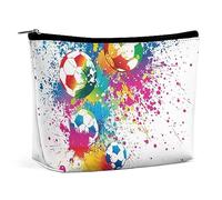 Cmagnifico Trousse per cosmetici, borsa per trucco Peace and Love, borsa da toilette portatile con cerniera per uso quotidiano, viaggio, Pallone da calcio Sport, Taglia unica