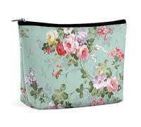 Cmagnifico Trousse per cosmetici, con lontra marina innamorata, borsa da toilette portatile con cerniera per uso quotidiano, viaggio, Fiori vintage, Taglia unica