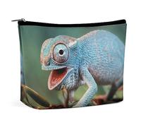 Cmagnifico Trousse per cosmetici, con lontra marina innamorata, borsa da toilette portatile con cerniera per uso quotidiano, viaggio, Divertente camaleonte, Taglia unica