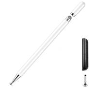 CMARS Pennino capacitivo universale 2 in 1 per touch screen, con punta in fibra e disco, tappo magnetico, per Nintendo Switch, Android, iPad, Samsung, tablet, telefoni (bianco)
