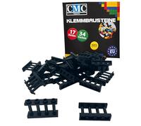 CMC imports 10 blocchi per ringhiere/recinzione, 15332, diversi colori a scelta, 1 x 4 x 2, elementi per recinzione, compatibili (650 - nero)