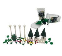 CMC imports 60 pezzi scatola viale con lanterne, piante, recinzione, mattoncini da costruzione, compatibile con foglie, fiori, cespugli, erba, steli, prato, per giardino, città, strade, decorazione