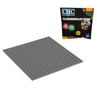 CMC imports Pannello da costruzione, 20 x 20 pezzi, mattoncini da costruzione, piastra di base City Basepalte modulare, costruzione su entrambi i lati, 34 diversi colori (scuro - grigio / 851)